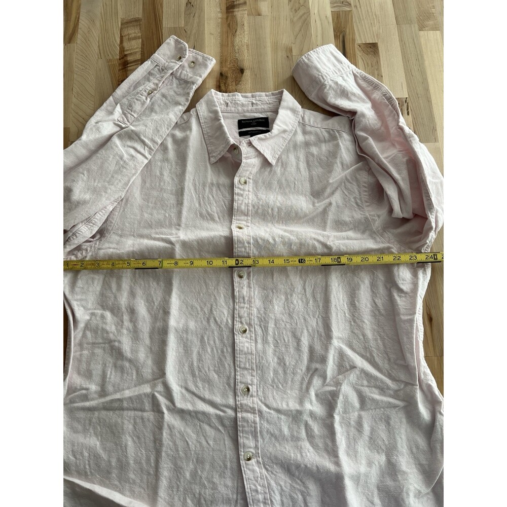 Banana Republic Men's Long Sleeve Button Up Linen Untucked Fit Light Pink XL - Picture 6 of 7